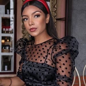 Polka Dot Puff Sleeve Organza Top